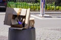 Mixed garbage in large quantities in the construction container. Sorting, Zero waste. second hand space. Recycling mixed material