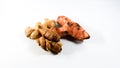 Mixed ginger, galangal, and kencur roots on white background Royalty Free Stock Photo