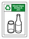 Mixed Glass Bottles & Jars Recycle Symbol Sign, Vector Illustration, Isolate On White Background Label .EPS10