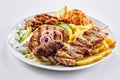 Mixed grill Greek plate with souvlaki and skewers Royalty Free Stock Photo