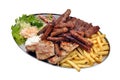 Mixed grill with salad and french fries