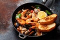 Mixed grilled seafood and white wine Royalty Free Stock Photo