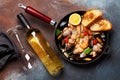Mixed grilled seafood and white wine Royalty Free Stock Photo