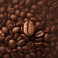 Mixed heap of roasted coffee beans, symbolizing coffees freshness.