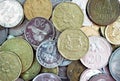 Mixed international coins. Royalty Free Stock Photo