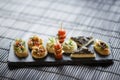 Mixed international tapas platter Royalty Free Stock Photo