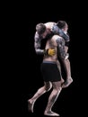 Mixed martial artists fighting on black background Royalty Free Stock Photo