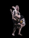 Mixed martial artists fighting on black background Royalty Free Stock Photo