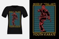 Mixed Martial Arts Youth Karate Silhouette Vintage T-Shirt Design