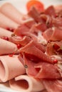 Mixed Meat coldcut texture closeup background Royalty Free Stock Photo