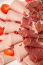 Mixed Meat coldcut texture closeup background Royalty Free Stock Photo