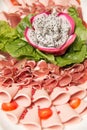 Mixed Meat coldcut texture closeup background Royalty Free Stock Photo