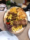 Mixed meat, pork, chicken, potatoes, Ãâ¡evapi