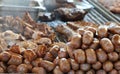 mixed meat in quantity on the grill to cook Royalty Free Stock Photo