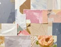 Mixed Media Collage of Paper Scraps in Pastel Tones with Floral Elements Royalty Free Stock Photo