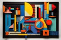 mixed-media geometric composition with bold primary colors and playful details Royalty Free Stock Photo