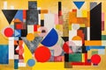 mixed-media geometric composition with bold primary colors and playful details Royalty Free Stock Photo