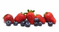 Mixed Mixed Strawberry and Blueberry on white Royalty Free Stock Photo