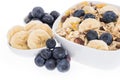 Mixed Muesli with Blueberries and Bananas Royalty Free Stock Photo