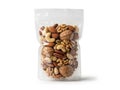 Mixed nuts in a clear plastic bag, isolated on white background Royalty Free Stock Photo