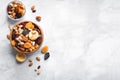 Mixed nuts and dried fruits Royalty Free Stock Photo