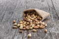 Mixed Nuts, dried fruits on wooden table, different kind of healthy food Royalty Free Stock Photo