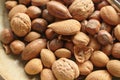 Mixed nuts on a plate close up