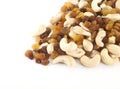 Mixed nuts and raisins Royalty Free Stock Photo