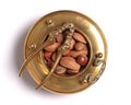 Mixed nuts with vintage nutcracker Royalty Free Stock Photo
