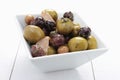 Mixed olives antipasto in dish Royalty Free Stock Photo