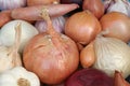 Mixed onions, shallots and garlic of different varieties Royalty Free Stock Photo