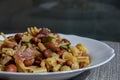 Mixed pasta and borlotti beans dish Royalty Free Stock Photo
