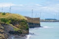 Patea coastal landscape wind farm turbines Royalty Free Stock Photo