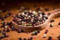 Mixed peppercorns. Dry mix peppercorns close up Royalty Free Stock Photo