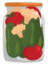 Mixed pickle salad, illustration, vector Royalty Free Stock Photo