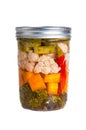 Mixed pickled vegetables in mason jars Royalty Free Stock Photo