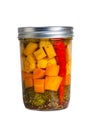 Mixed pickled vegetables in mason jars Royalty Free Stock Photo