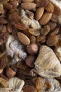 raw dried rigs, dried nuts and raisins Royalty Free Stock Photo