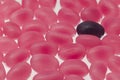 Mixed pink, white and black bean candy sweets Royalty Free Stock Photo