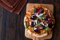 Mixed Pizza with Beetroot Ready to Eat. Royalty Free Stock Photo