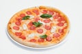 Mixed pizza from top isolated on white background clipping path included Royalty Free Stock Photo