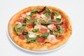 Mixed pizza from top isolated on white background clipping path included Royalty Free Stock Photo