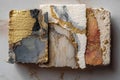Mixed plaster and stone collage with weathered edges. Royalty Free Stock Photo