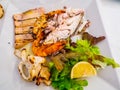 Mixed plate of grilled fish