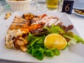 Mixed plate of grilled fish