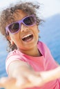 Mixed Race African American Girl Child Sunshine Sunglasses Royalty Free Stock Photo