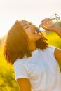 Mixed Race African American Girl Teenager Drinking Water at Suns Royalty Free Stock Photo
