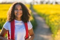 Mixed Race African American Girl Teenager Hiking Royalty Free Stock Photo