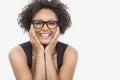 Mixed Race African American Girl Wearing Glasses Royalty Free Stock Photo