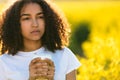 Mixed Race African American Teenager Woman Drinking Coffee Royalty Free Stock Photo